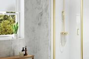 Merlyn reassessed mbox pivot shower doors brushed brass see below