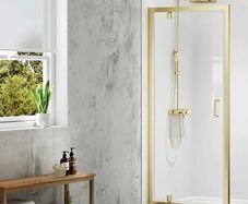 Merlyn reassessed mbox pivot shower doors brushed brass see below