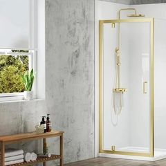 Merlyn reassessed mbox pivot shower doors brushed brass see below