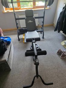 gym bench with weights
