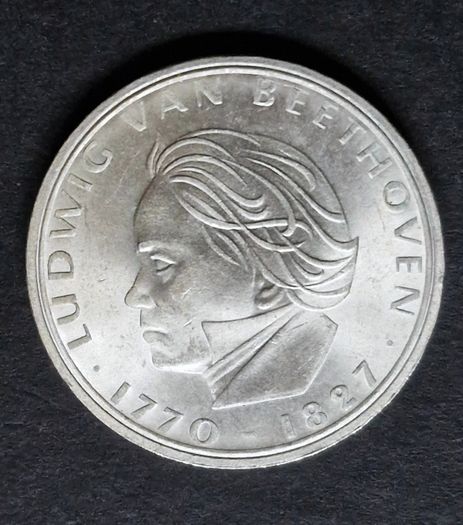1970 Unc Germany F Silver 5 Deutsche Mark Ludwig Van Beethoven