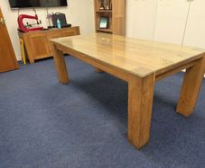 Solid Oak Dining Table with Removable Glass Top