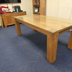 Solid Oak Dining Table with Removable Glass Top