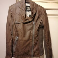 River Island brown leather jacket UK 10 BNWT