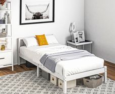 Single bed frame, headboard & slatted base, 26 cm under-bed space, pine, 208x96x70 cm, White