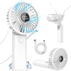 NEW SALE | Handheld Fan Rechargeable USB Hand Fan,Powerful Portable Fan Handheld with 6 Speeds&Digital Display,Quiet Hand Held fans Foldable Mini Fan Personal Neck Travel Fan,Cooling fan for Office Camping