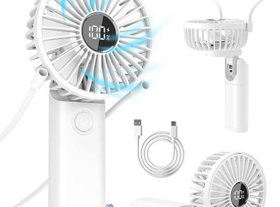 NEW SALE | Handheld Fan Rechargeable USB Hand Fan,Powerful Portable Fan Handheld with 6 Speeds&Digital Display,Quiet Hand Held fans Foldable Mini Fan Personal Neck Travel Fan,Cooling fan for Office Camping