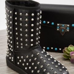 Black Studded Winter Boots