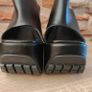 Brand New Open Peep Square Toe Extreme Platform Wedge Heel Mule In Black Faux Leather Image 8