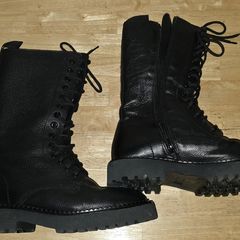 Black Leather Biker Boots Size 5