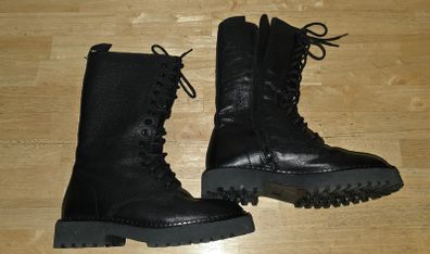 Black Leather Biker Boots Size 5