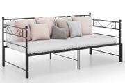 Pull-out Sofa Bed Frame Black Metal 90x200 cm