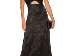 AFRM Black Snakeprint Cutout Midi Dress