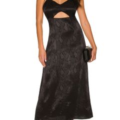 AFRM Black Snakeprint Cutout Midi Dress