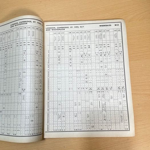 1963 Eastern Region Railway Working Timetable Section K Norwich Freight