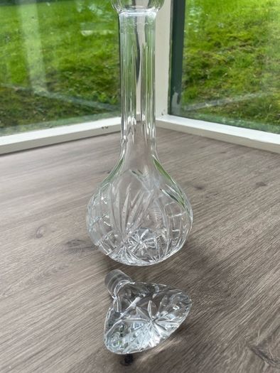 Large Cut Crystal Glass Decanter with Stopper, 35cm, Heavy 1.44kg