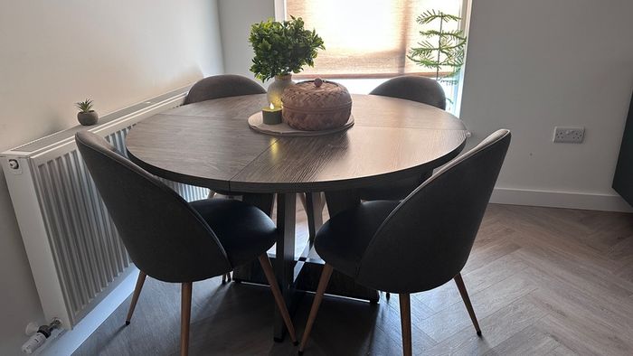 Modern Round Dining Table- Wood effect