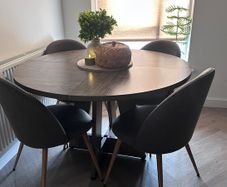 Modern Round Dining Table- Wood effect