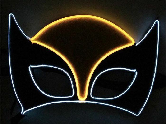 Halloween LED Neon Eye Mask Costume Light Up Kids Happy Birthday Party EL Masks