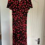 Brand new  new look black midi dress with red flower print Image 3