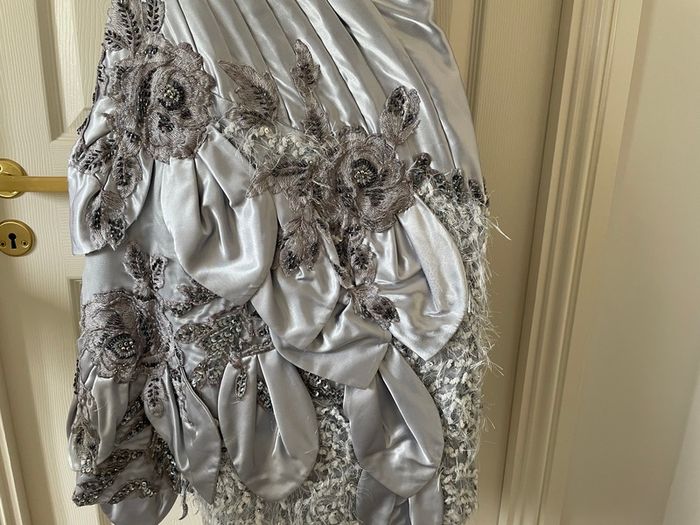 BNWT -  Silver/Blue hand beaded occasion Dress (10-12)