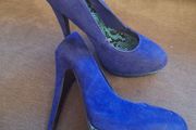 High Heels/Just Fab Anahi Blue And Teal Heels Suede And Teal Snake Skin Size 5 UK ..  38EU Womens