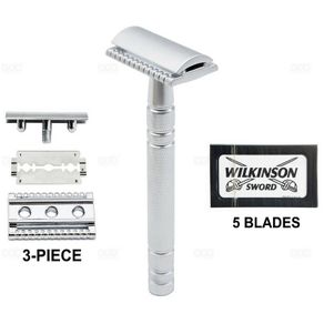 Double Edged Safety Razor with 5x WILKINSON Double Edge Shaving Razor Blades