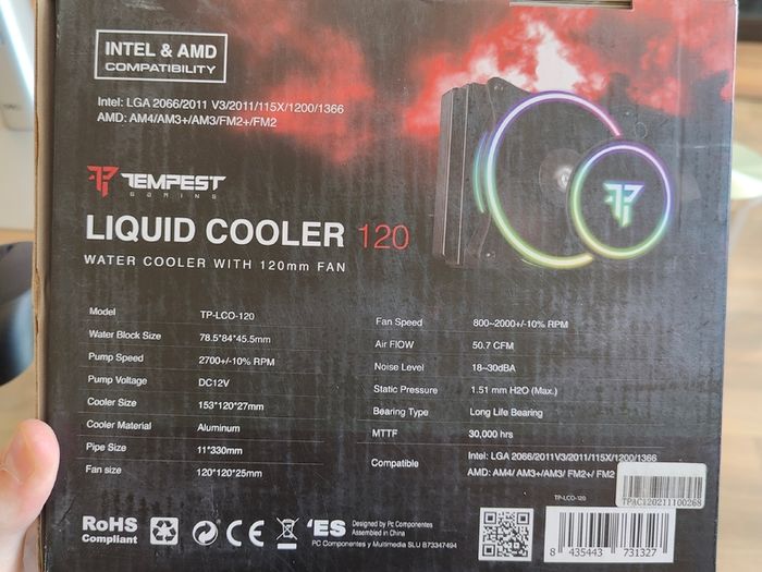 Tempest Gaming Liquid Cooler 120 RGB Like New