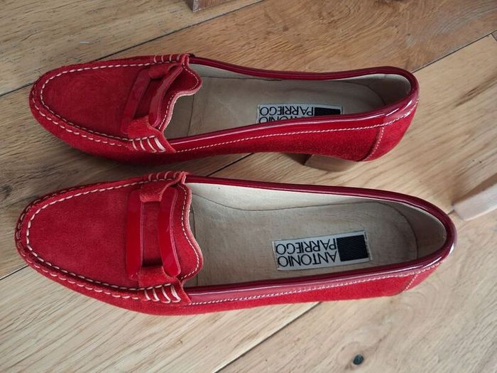 New Antonio Parriego Suede Leather Cherry Red Shoes (39).