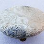 Green Alabaster  Pill Box Snuff Compact Italy Chased Silver Chrome Image 5