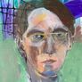 Original W.B Yeats William Butler Yeats Portrait in Abstract Painting Framed by Artist Image 2