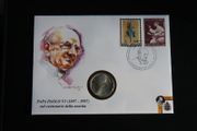 Vatican Silver 1968 Pope Paul VI coin &amp; stamp cover