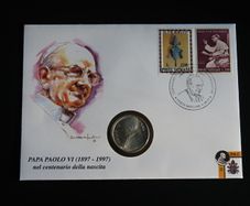 Vatican Silver 1968 Pope Paul VI coin & stamp cover