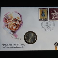 Vatican Silver 1968 Pope Paul VI coin & stamp cover