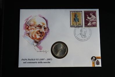 Vatican Silver 1968 Pope Paul VI coin & stamp cover