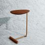 C Shaped Couch Side Table with Wooden Top Image 5