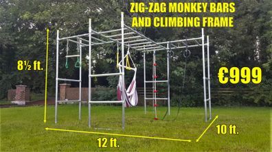 FEBI Zig-Zag Monkey Bars and Climbing Frame - Outdoor monkey bars slide pull up bar gymnastic bars pullup bar chinup bar dip station