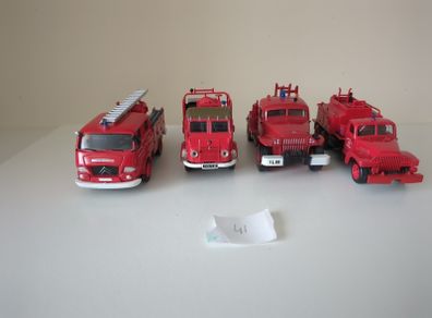 4 Vintage Diecast Fire Engine Models