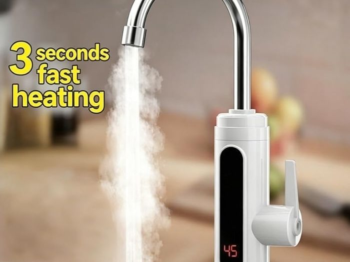 220V 3000W Electric Instant Heater Tap, Stainless Steel Kitchen Tap, LED Temperature Digital Display, 360 Swivel Hot and Cold Mixer Water Tap for Kitchen Bathroom