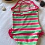 Kids Sanrio Hello Kitty Pink and Green Striped One Piece Swimsuit Image 7