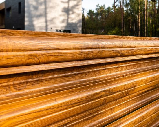 Metal fence timber imitation