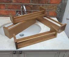 Set of 4 Gold Painted Wall-Mounted Wooden Shelves - Kitchen, Bathroom, Herb & Spice Rack