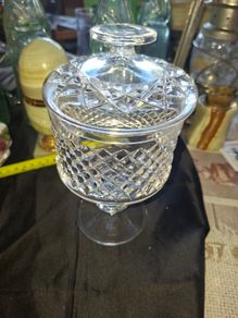 Crystal Glass Lidded Pedestal Sweet Jar Lidded Bowl Dish, No Chips Or Cracks, Postage Available,