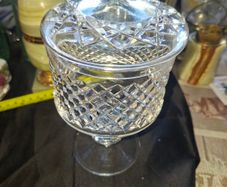 Crystal Glass Lidded Pedestal Sweet Jar Lidded Bowl Dish, No Chips Or Cracks, Postage Available,