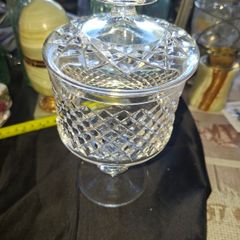 Crystal Glass Lidded Pedestal Sweet Jar Lidded Bowl Dish, No Chips Or Cracks, Postage Available,