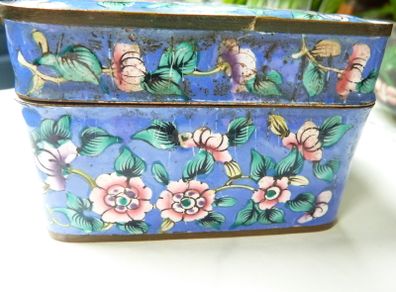 Vintage Chinese Cloisonne and Enamel Collection. Vase, Bowl and Trinket Box
