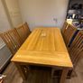 Solid oak dining table & 6 reupholstered dining chairs Image 2