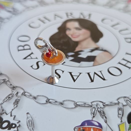 Thomas Sabo  Cocktail charm 925 sterling silver with orange/enamel and a small  red cherry detail