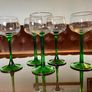 Classic Emerald Green Long Stem Wine Glasses made in France Image 2