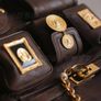 Vintage inspired dark brown backpack with antique gold details Image 4